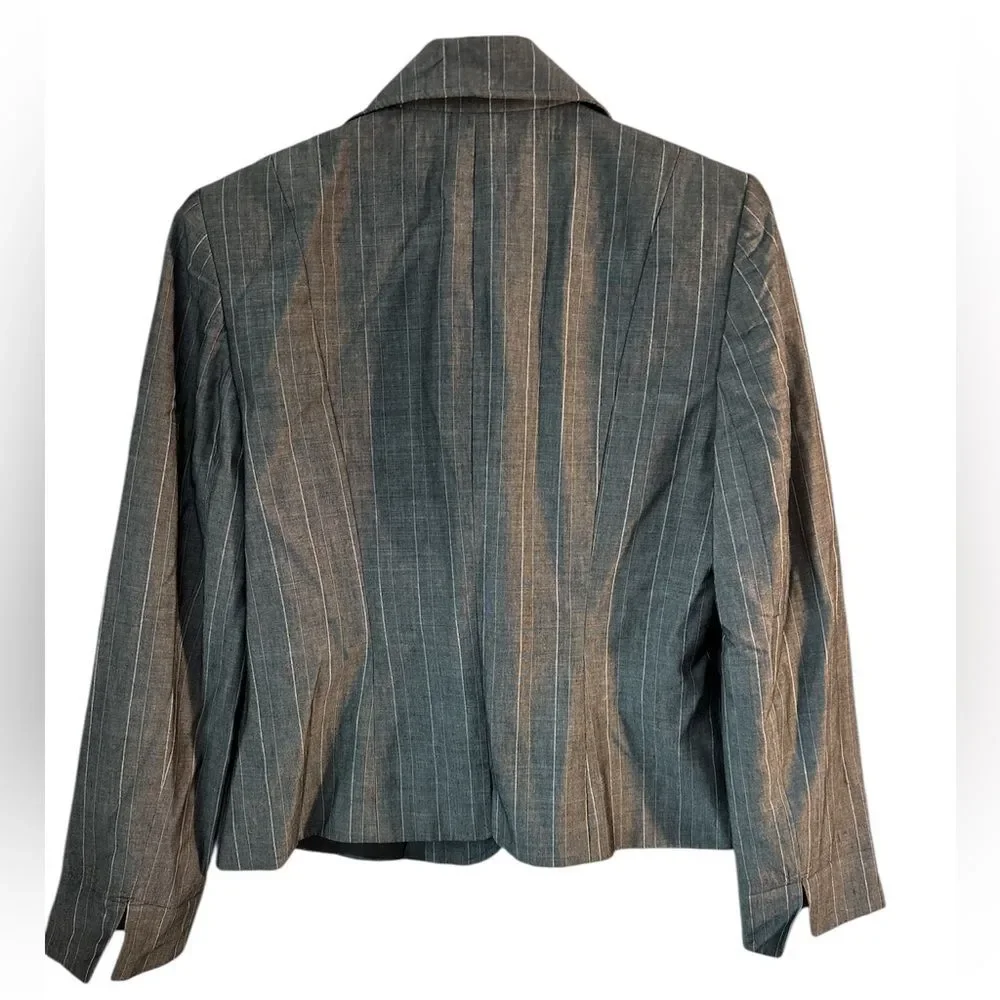 Ellen Tracy Gray Pinstripe Blazer Office Business Suit Separate Size 12